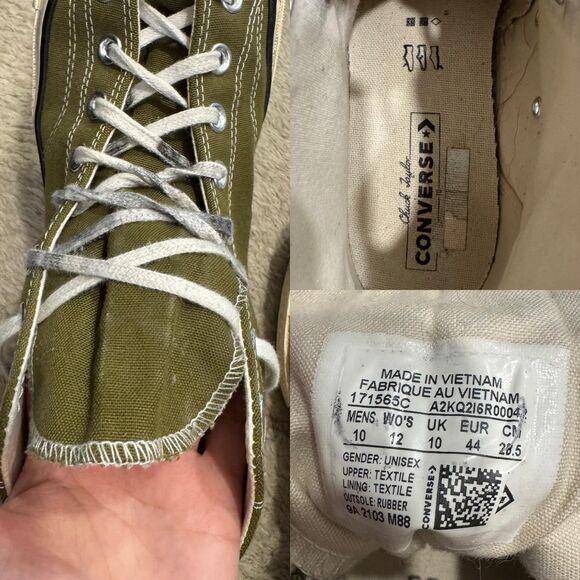 Converse Chuck 70 Sneakers Dark Moss Green 171565C Men’s size 10 Women’s Size 12 - Picture 8 of 8